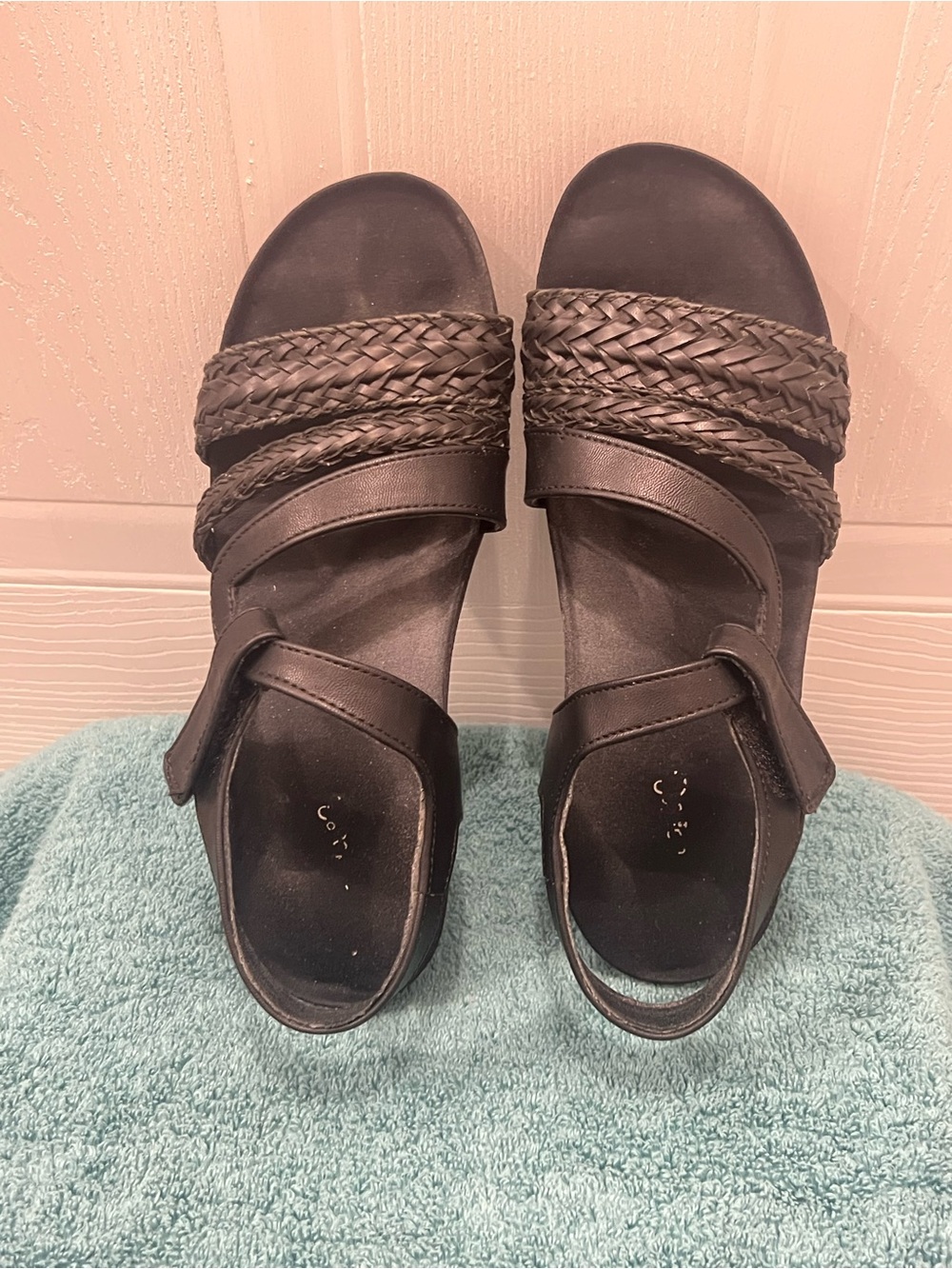 Women's Bare traps Black Braided Strap Comfort Sandals